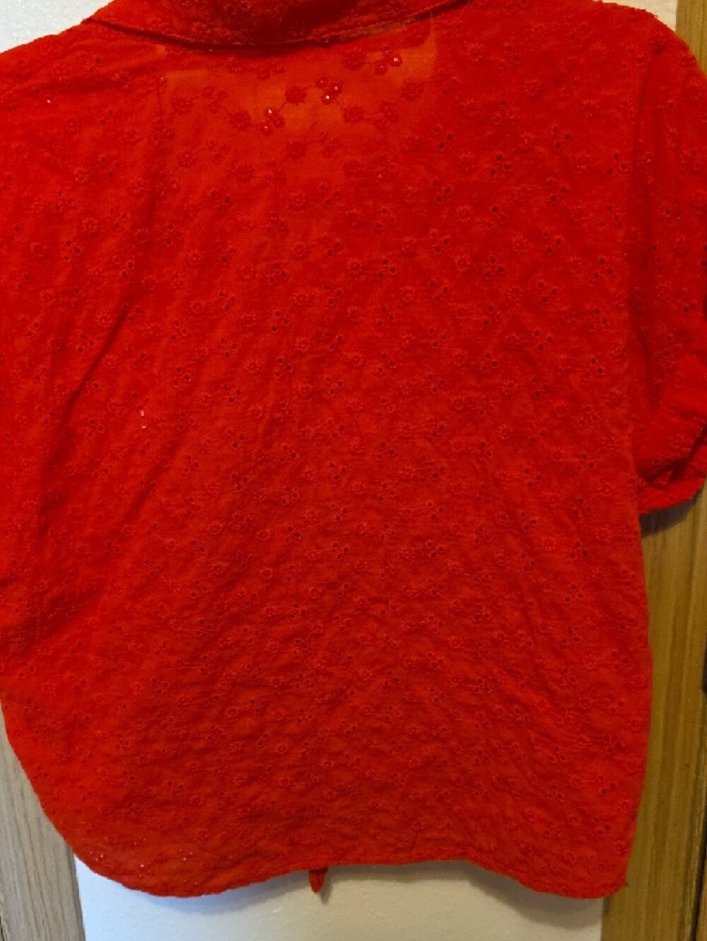 Stem & Vine Red Eyelet Tie-Front Shirt - Picture 5 of 5
